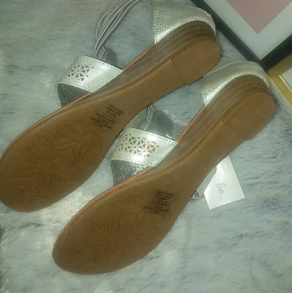 WEDGE HEEL SANDALS SILVER SHIMMER Sz 8 - Picture 4 of 5